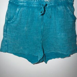 Turquoise High Waist Women's Shorts